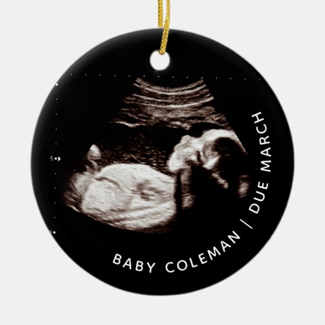 Baby Christmas Pregnancy Coming Soon Photo Ceramic Ornament (Front)