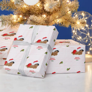 Baby  Christmas Red Santa Hat Dot Wrapping Paper