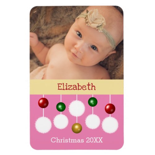 Baby Christmas year keepsake pink photo Magnet