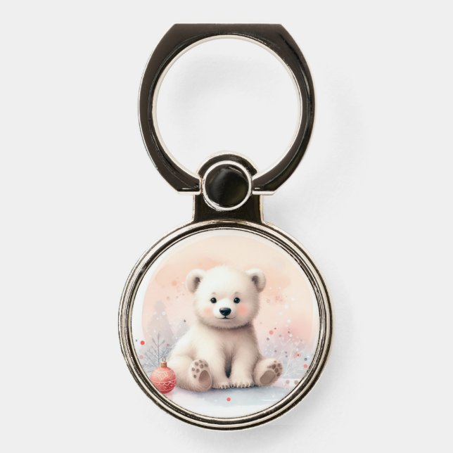 Baby Chrsitmas Bear Phone Ring Stand (Front)