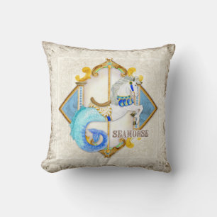 Baby Circus Fantasy Seahorse Carousel Vintage Throw Pillow