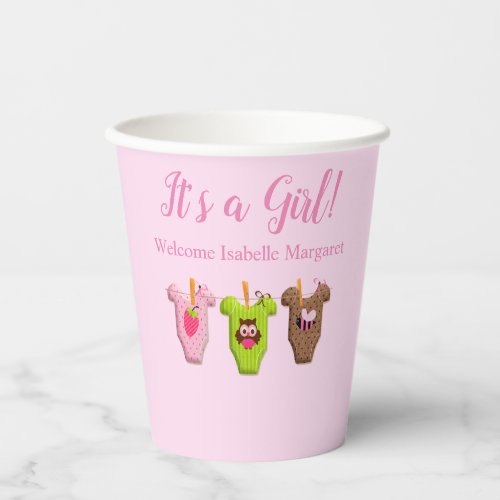 Baby Clothers It's A Girl Baby Shower Napkins Paper Cups