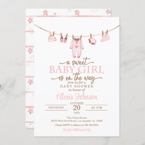 Baby Clothes Baby Shower Invitation _ Pink