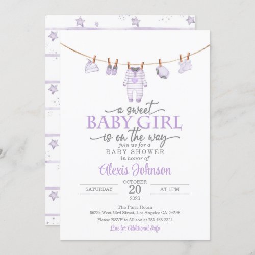 Baby Clothes Baby Shower Invitation _ Purple