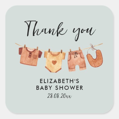  Baby Clothes Baby Shower Thank You  Square Sticker
