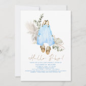 Baby Clothes Blue Sage and Brown Cute Boy Invitation (Front)