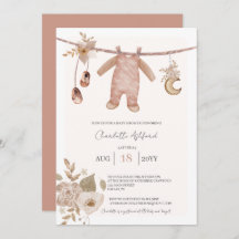 Baby Clothes Boho Neutral Baby Shower Invitation