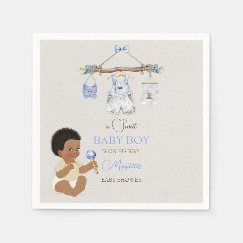 Baby Clothes Boy Baby Shower Ivory Blue Napkins
