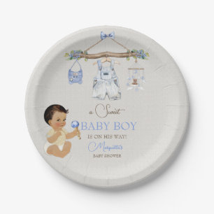 Baby Clothes Boy Baby Shower Ivory Blue Paper Plates
