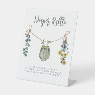 Baby Clothes & Flowers Baby Shower Diaper Raffle Pedestal Sign