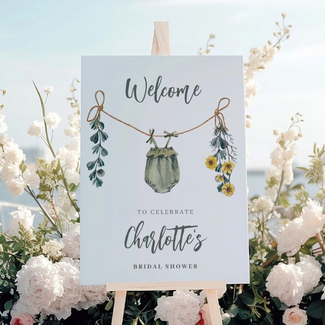 Baby Clothes & Flowers Boho Baby Shower Sign (Creator Uploaded)