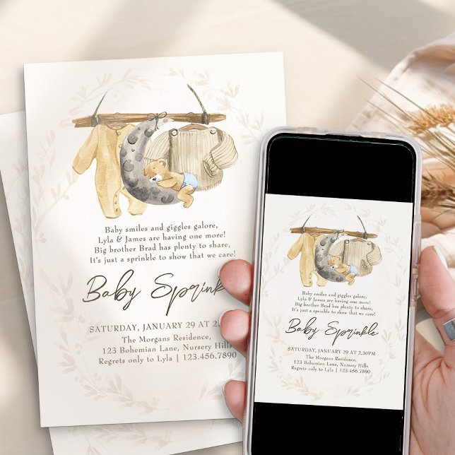 Baby Clothes Gender Neutral Baby Sprinkle Invitation (Gender Neutral Baby Sprinkle Invitation - from my Baby Clothes Baby Shower Collection)