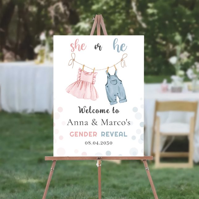 Baby Clothes Gender Reveal Baby Shower Welcome Foam Board (Creator Uploaded)