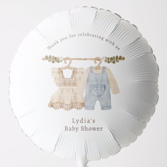 Baby Clothes Gender Reveal, Boho Baby Shower Balloon (Front)