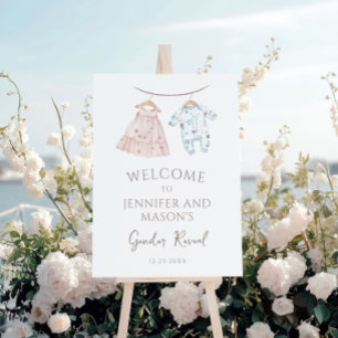 Baby Clothes Gender Reveal Welcome Sign Board