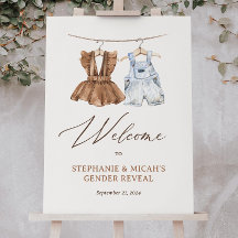 Baby Clothes Gender Reveal Welcome Sign, Printable