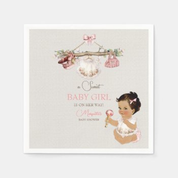 Baby Clothes Girl Baby Shower Ivory Pink Napkins by nawnibelles at Zazzle