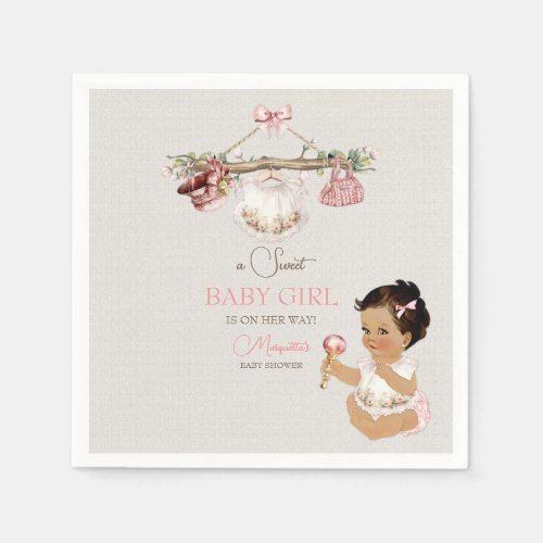 Baby Clothes Girl Baby Shower Ivory Pink Napkins