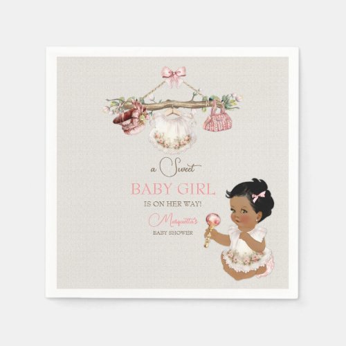Baby Clothes Girl Baby Shower Ivory Pink Napkins