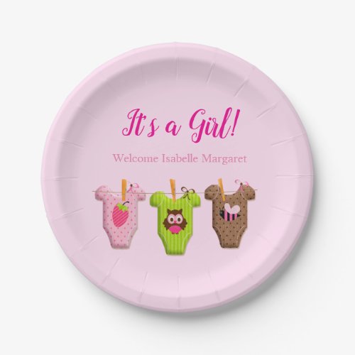 Baby Clothes It's A Girl Baby Shower  Paper Plates