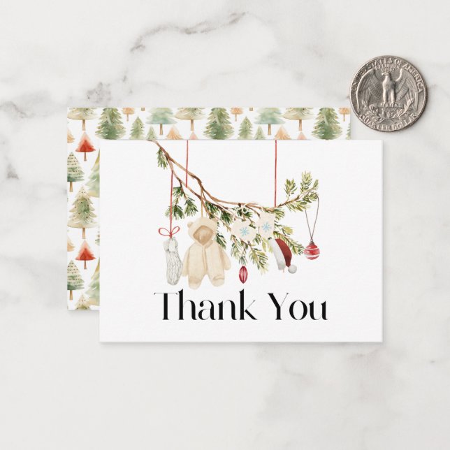 Baby Clothes Laundry Baby Shower Thank You Note Card (Front/Back In Situ)