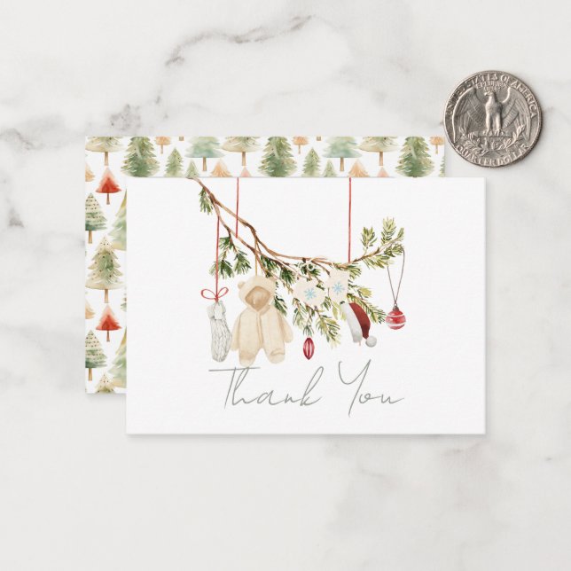 Baby Clothes Laundry Baby Shower Thank You Note Card (Front/Back In Situ)