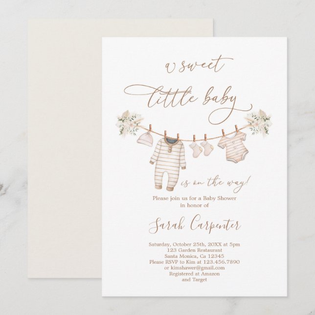 Baby Clothes Neutral Baby Shower Invitation (Front/Back)