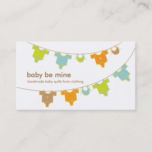 Customizable Baby Clothes on a Clothesline Business Card