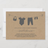 Baby Clothes on Clothesline Baby Shower Invitation