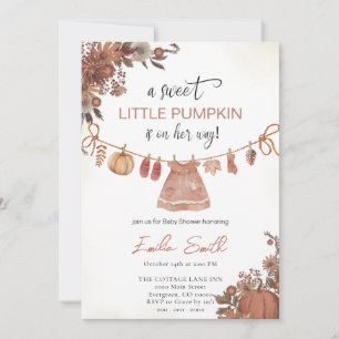 Baby Clothes Pumpkin Girl Baby Shower Invitation