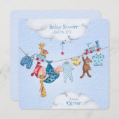 Baby clothesline Baby Shower invitation Boy (Front/Back)