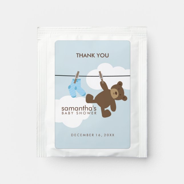Baby Clothesline Boy Baby Shower Tea Bag Drink Mix (Front)