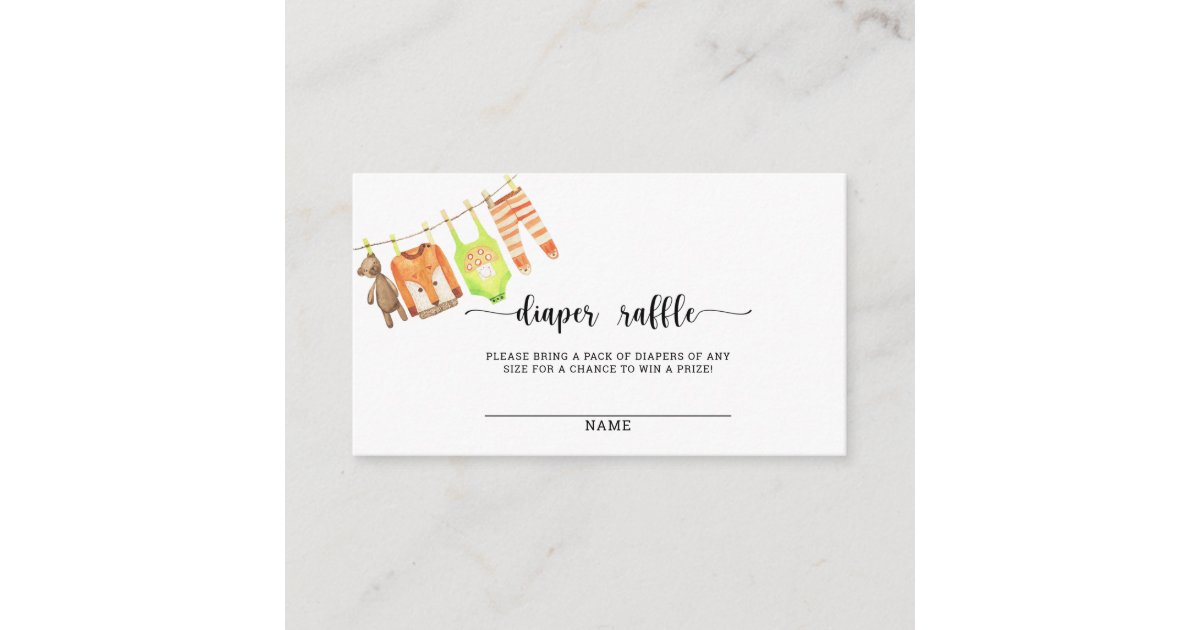 Clothes Line Raffle Baby clothesline diaper raffle ticket enclosure card | Zazzle