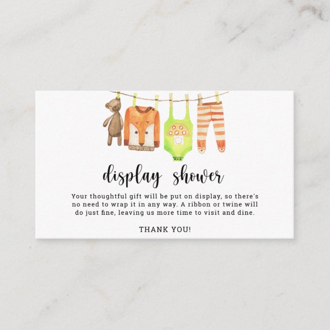 Baby clothesline - display shower enclosure card (Front)
