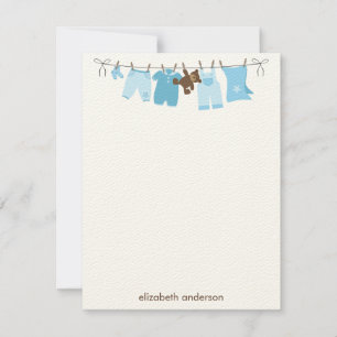 Baby Clothesline Flat Thank You Notes {blue}