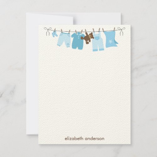 Baby Clothesline Flat Thank You Notes {blue} Personalized Announcements