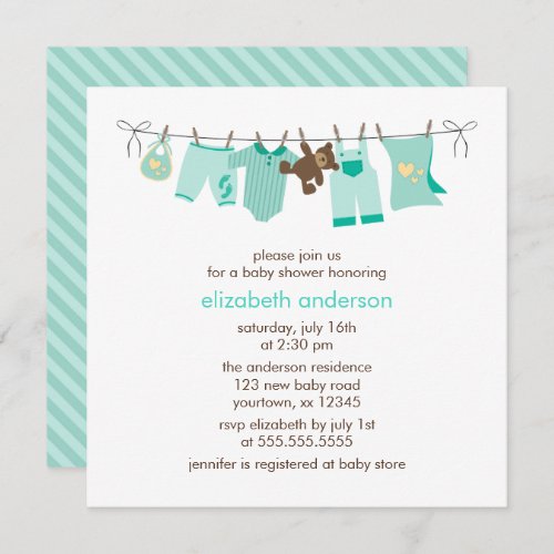 Baby Clothesline Gender Neutral Baby Shower Invitation