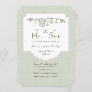 Baby Clothesline Gender Reveal Invitations