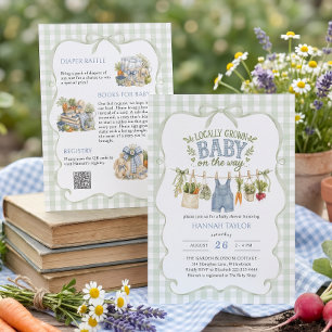 Baby Clothesline Locally Grown Boy Baby Shower  Invitation