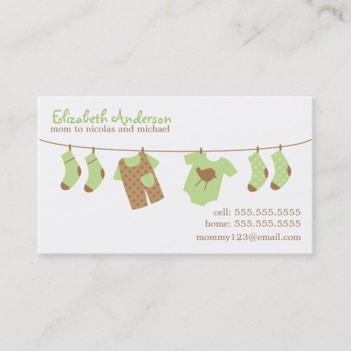 Baby Clothesline Mommy Calling Cards Business Card Template