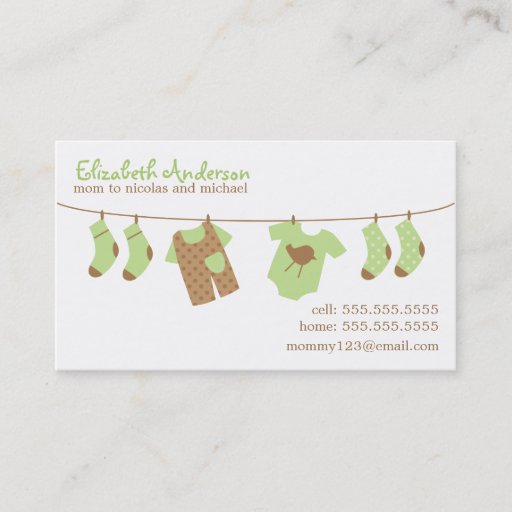 Customizable Baby Clothesline Mommy Calling Cards Business Card Template