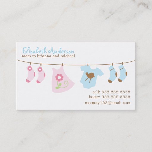 Customizable Baby Clothesline Mommy Calling Cards Business Card Templates