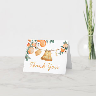 Baby Clothesline Orange Fruit Baby Shower Letterpress Thank You Card