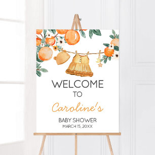 Baby Clothesline Orange Fruit Baby Shower Welcome Poster