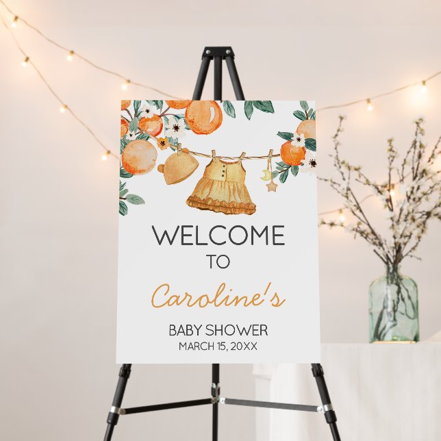 Baby Clothesline Orange Fruit Welcome Sign (In Situ (Stand))