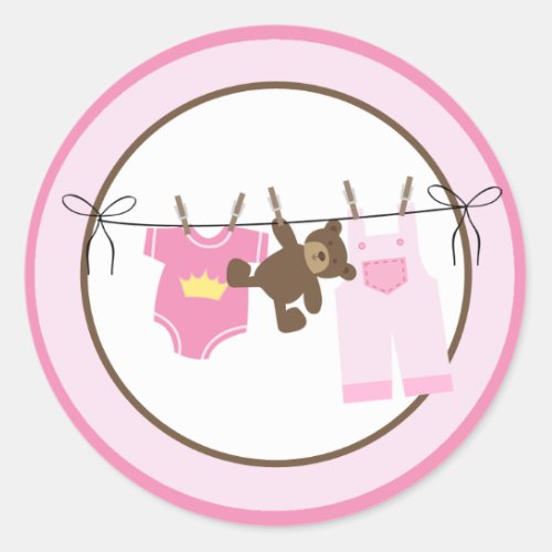 Baby Clothesline Pink Envelope Seals