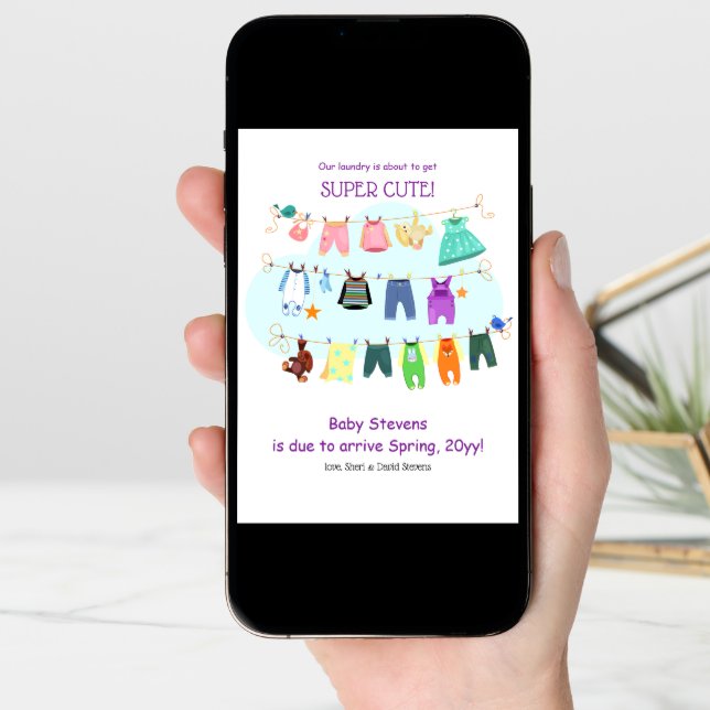 Baby Clothesline Pregnancy Announcement (Front Digital)