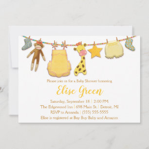 Baby Clothesline Shower Invitation