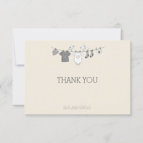 Baby Clothesline Thank You Notecard