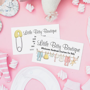 Baby Clothing Clothesline Infants Sewing Boutique Business Card by CyanSkyDesign at Zazzle